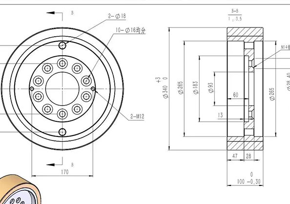 340*100 mine crane drive wheels